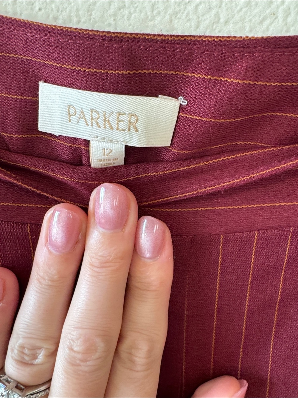 Wide-Leg Pinstripe Palazzo Pants in Burgundy - Picture 7 of 8